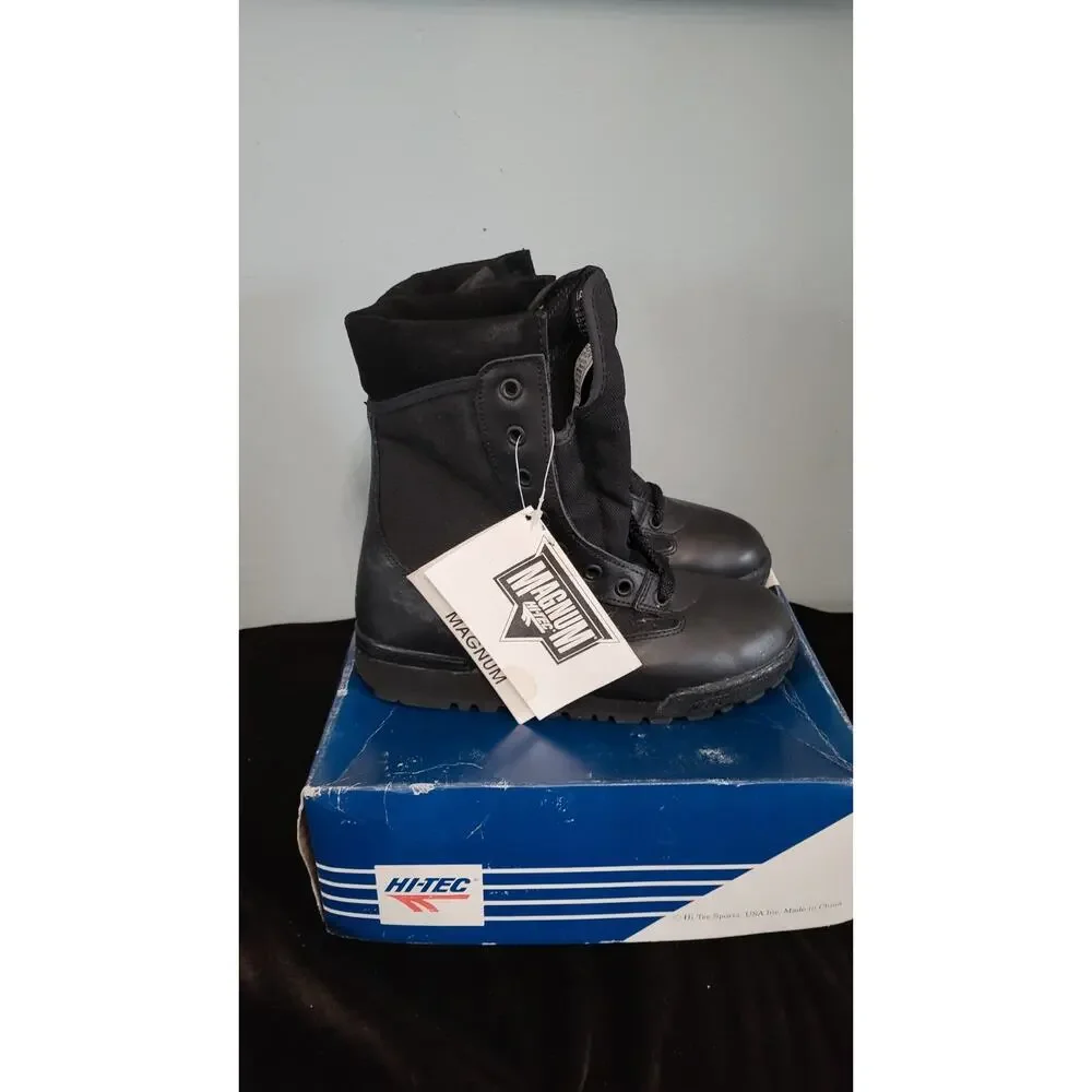 Hi-Tec Magnum Junior Tactical Boots Black Leather Size 6 Mens New In Box...